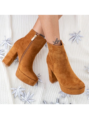 Botine dama cu toc galbene din catifea Panada