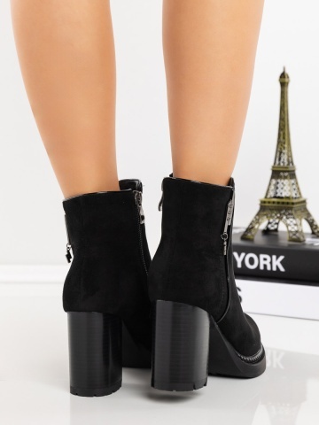 Botine dama cu toc negre din material textil Onaza - Img 4
