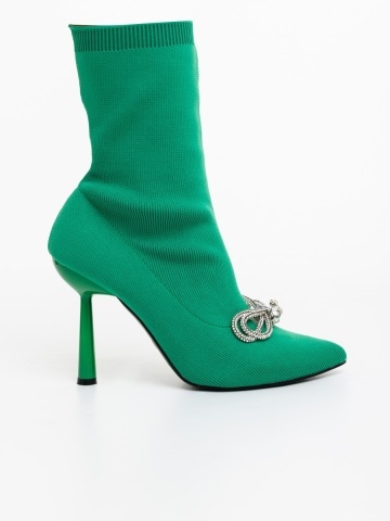Botine dama cu toc verzi din material textil Zemira - Img 4