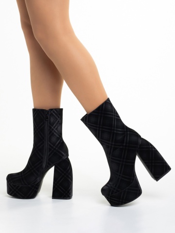 Botine dama negre din material textil cu toc Bluma - Img 3