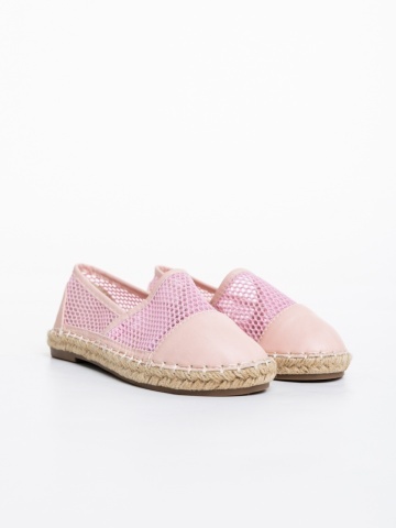 Espadrile copii roz din piele ecologica si material textil Guapissima