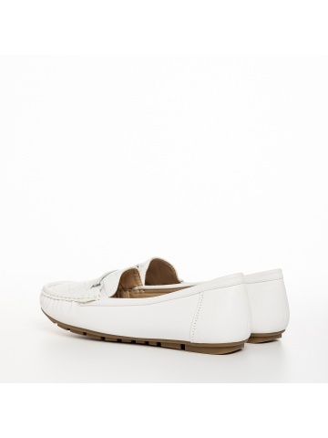Mocasini dama albi din piele ecologica Stanley - Img 2
