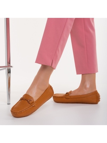 Mocasini dama camel din piele ecologica Ariella