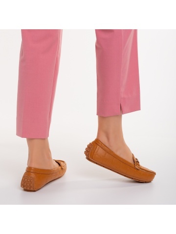 Mocasini dama camel din piele ecologica Ariella - Img 3