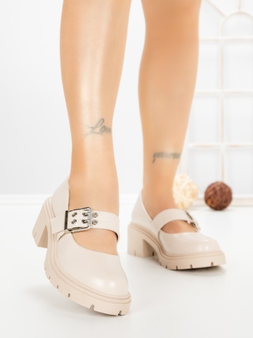 Pantofi casual dama bej din piele ecologica Miretta