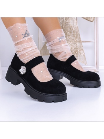Pantofi casual dama negri din material textil Jeannin