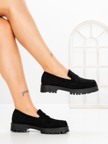 Pantofi casual dama negri din material textil Tanzia - Img 4