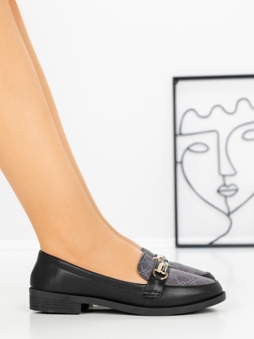 Pantofi casual dama negri din piele ecologica Banren - Img 3