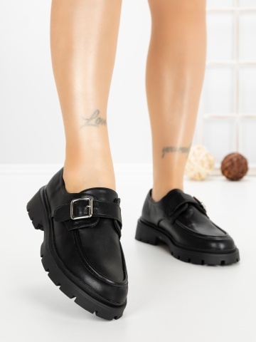 Pantofi casual dama negri din piele ecologica Doreza