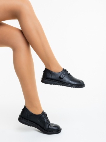 Pantofi casual dama negri din piele ecologica Malayna