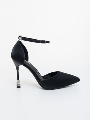 Pantofi dama cu toc negri din material textil Andera - Img 4