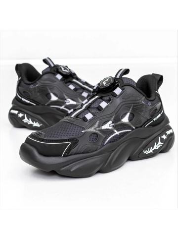Pantofi sport barbati negri din piele ecologica si material textil Mirov