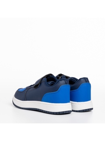 Pantofi sport copii albastri din piele ecologica Ponty - Img 3
