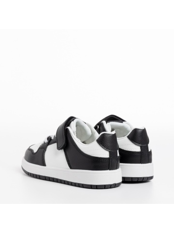 Pantofi sport copii albi cu negru din piele ecologica Bristol - Img 3