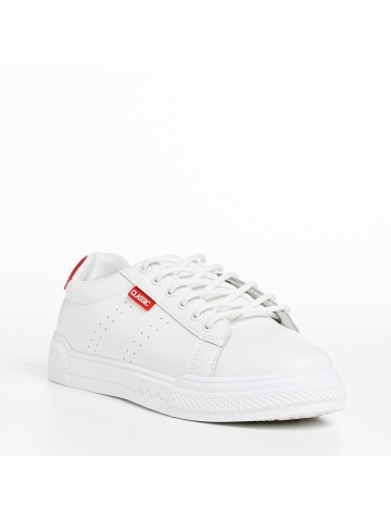 Pantofi sport dama albi cu rosu din piele ecologica Ruba - Img 2