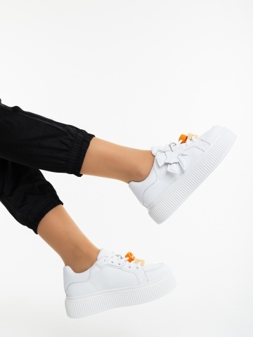 Pantofi sport dama albi din piele naturala Ashira