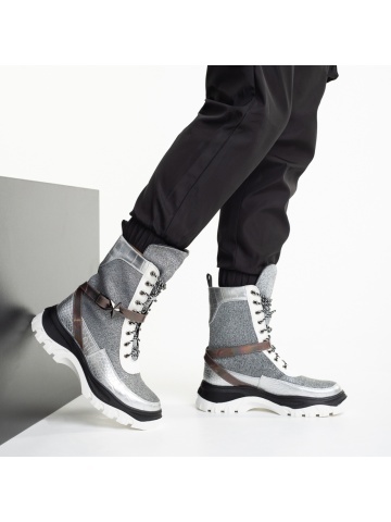 Pantofi sport dama arginti din material textil Regenia