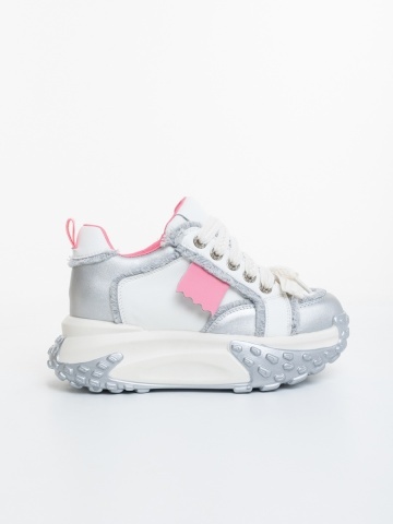 Pantofi sport dama argintii din piele naturala si material textil Talaria - Img 4