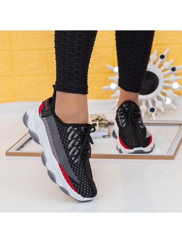 Pantofi sport dama negri din material textil Draenya - Img 4