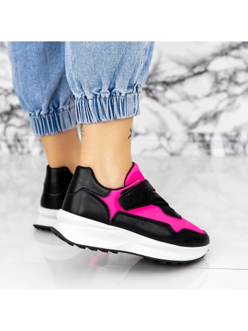 Pantofi sport dama negri din material textil si piele ecologica Eazrys - Img 2