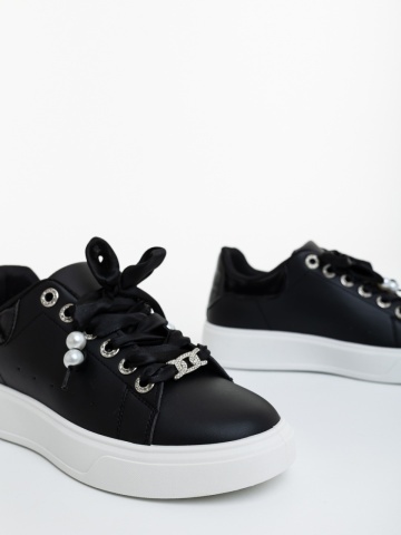 Pantofi sport dama negri din piele ecologica Ajamura - Img 5