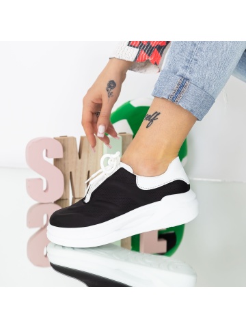 Pantofi sport dama negri din piele ecologica Cailyn - Img 4