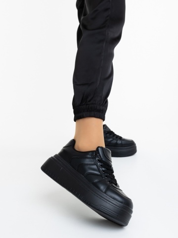 Pantofi sport dama negri din piele ecologica Soranza