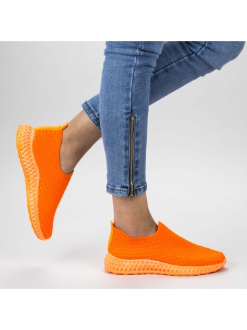 Pantofi sport dama portocalii din material textil Ariane - Img 2