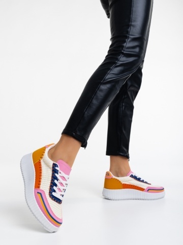 Pantofi sport dama portocalii din material textil Jenessa