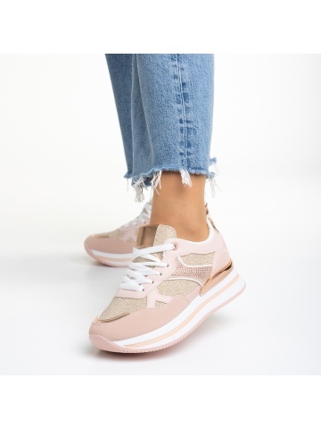 Pantofi sport dama roz din material textil Haya