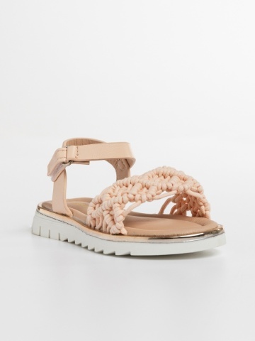 Sandale copii roz din material textil si piele ecologica Cabria