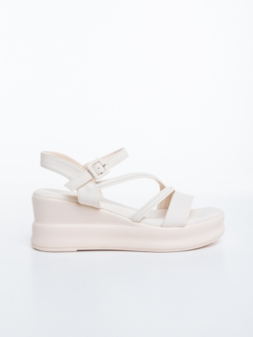 Sandale dama cu platforma bej din piele ecologica Hanaka - Img 4