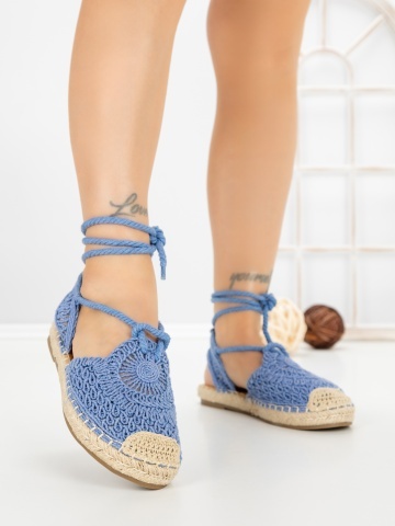 Sandale dama cu talpa joasa albastre din material textil Eloria