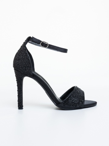 Sandale dama cu toc negre din material textil Mischa - Img 4