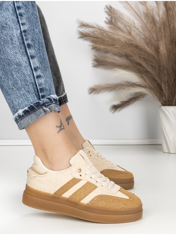 Sneakers dama maro deschis din material textil Avoria - Img 3