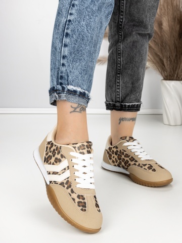 Sneakers dama model leopard din piele ecologica si material textil Avenza