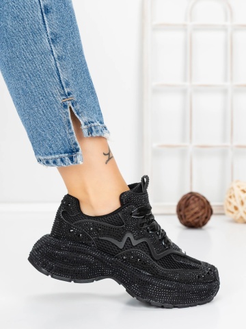 Sneakers dama negri din material textil Esavina - Img 5
