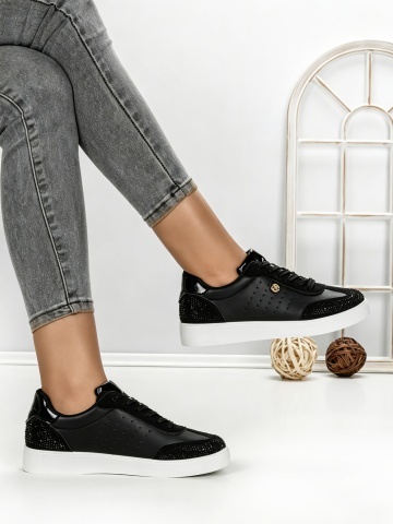 Sneakers dama negri din piele ecologica Bitira - Img 4