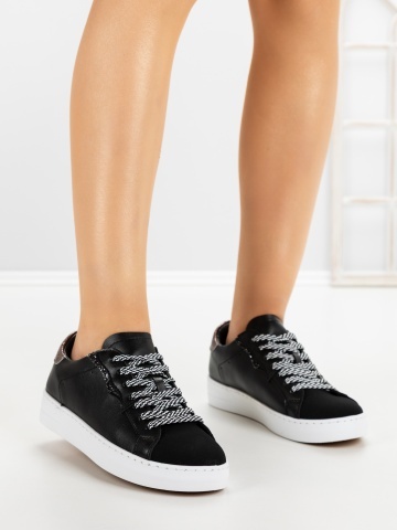 Sneakers dama negri din piele ecologica Eqacria