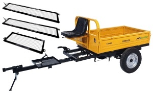 E5 ProGARDEN Pachet Campo RM500C remorca 500 kg minitractor, cu obloane inaltare, 1 osie, prindere bolt, roti 5.00-12 profil rutier