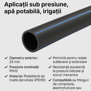 Țeavă PEHD Ø25 mm PN10