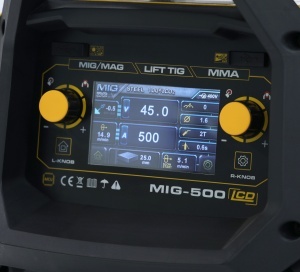 ProWELD MIG 500Y Stație sudură trifazată 500A pentru Oțel, Inox, Aluminiu, Fontă, MIG/MAG sinergic, TIG Lift, MMA + derulator extern, bobină 15kg, LCD dual - Img 3