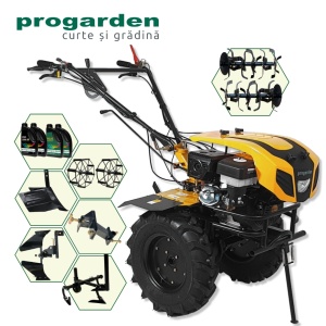 ProGARDEN Pachet Campo 1844 Motocultor 18CP + Plug bilonat + Plug reversibil + Prasitoare + Adaptor + 2 roti metalice 540x170 + 4L Ulei