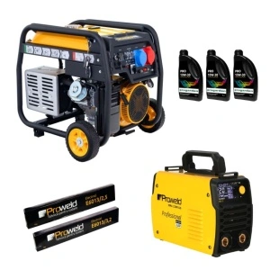 Generator cu invertor sudura, FD10000ER-E3R 8.5kW, benzina, multistart + MMA 220 PULS 220A, Pulse MMA, TIG Lift, Arc Force, VRD, electrod max. 5.0mm + 3L ulei PRO 10W-30 + 1kg electrozi 2.5mm + 1kg electrozi 3.2mm