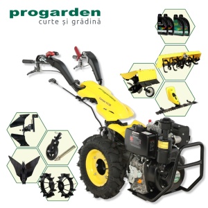 ProGARDEN Pachet Campo U12E Motocultor 12CP + BC120M Bara cosire + 3xPlug + FT90 Freza tractata + 2xRoti metalice RM47 + 4L Ulei - Img 2