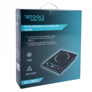 Plita ceramica Detoolz DZ-CB102, cu inductie, 1500W, 7 Functii, 8 Trepte temperatura - Img 2