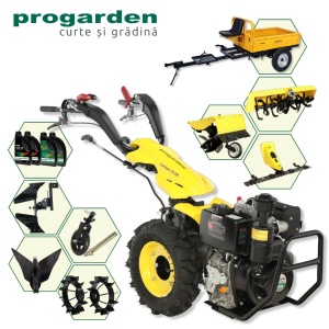 ProGARDEN Pachet Campo U12E Motocultor 12CP + RM500C Remorca 500Kg + BC120M Bara cosire + 3xPlug + FT90 Freza tractata + 2xRoti metalice RM47 + 4L Ulei - Img 2