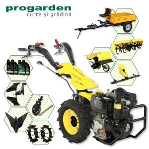 ProGARDEN Pachet Campo U12E Motocultor 12CP + RM500C Remorca 500Kg + BC120M Bara cosire + 3xPlug + FT90 Freza tractata + 2xRoti metalice RM47 + 4L Ulei - Img 2