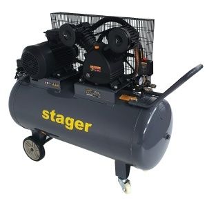 Stager HMV0.6/200 compresor aer, 200L, 8bar, 600L/min, trifazat, angrenare curea - Img 2
