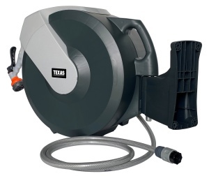 Texas furtun cu tambur, 25m, retractabil, mobil, 1/2", dispozitiv stropit inclus, max 8bar, accesorii fixare - Img 3